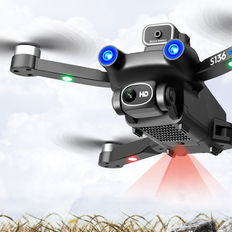 Máy Bay Camera Flycam 4K S136 Pro Max tránh vật cản, Plycam có định vị G.P.S tự quay về, không chổi than, giữ thăng bằng