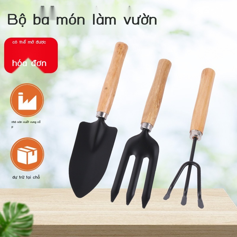 (Date mới)Làm Vườn Bộ 3 Xẻng Đa Năng Tay Cầm Bằng Gỗ Cào Nhỏ Hoa Cung Cấp Sỉ Dụng Cụ
