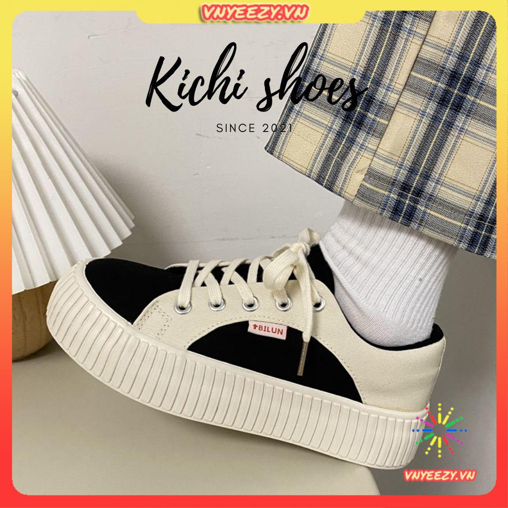 Giày canvas Xulimong cổ điển màu be mix đen, vàng phong