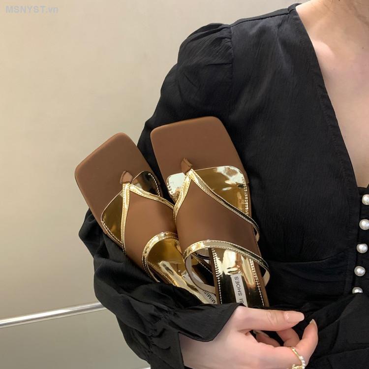 Dép Xỏ Ngón Cao Gót Mũi Vuông Thời Trang Mùa Hè 2023 Dành Cho Nữ