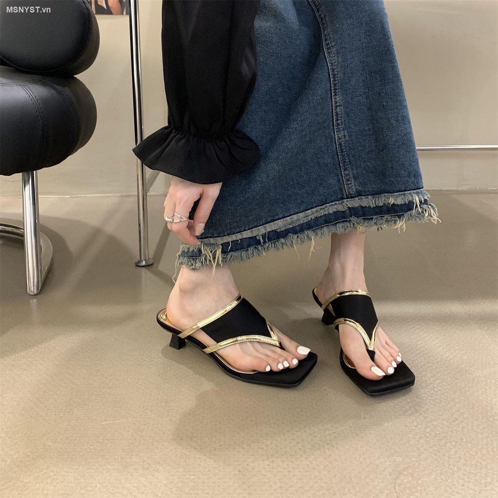 Dép Xỏ Ngón Cao Gót Mũi Vuông Thời Trang Mùa Hè 2023 Dành Cho Nữ