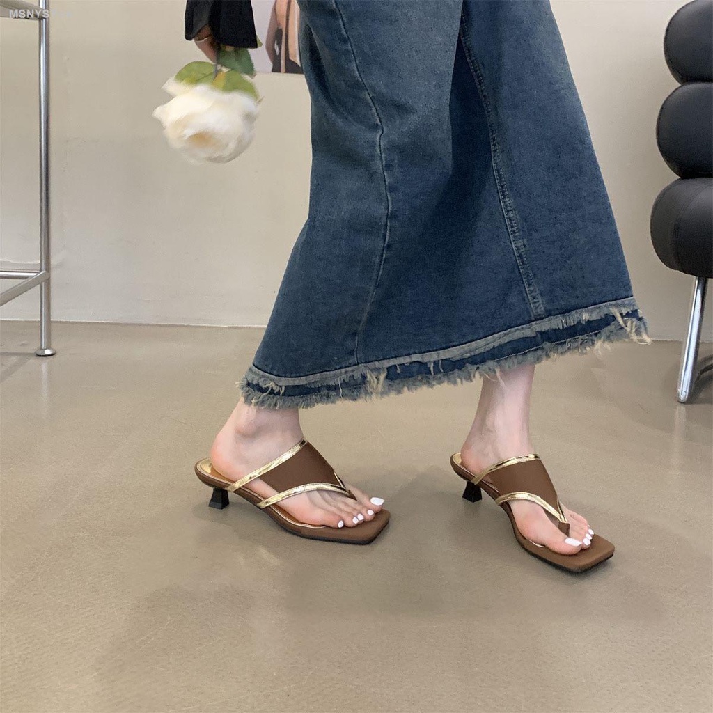 Dép Xỏ Ngón Cao Gót Mũi Vuông Thời Trang Mùa Hè 2023 Dành Cho Nữ
