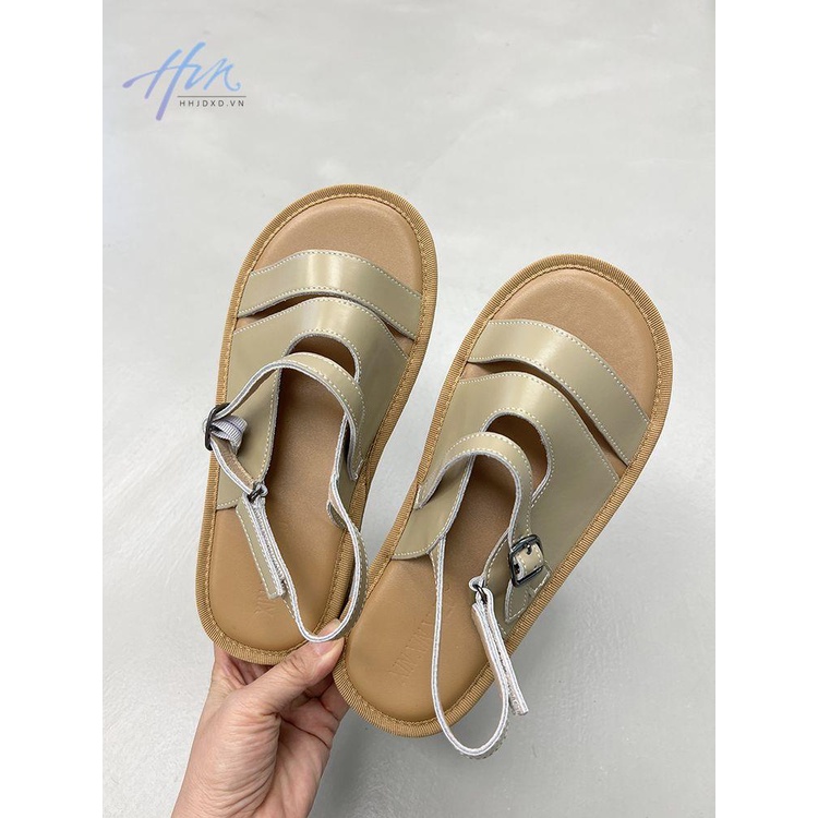 Giày Sandal Đế Mềm Phẳng Hở Ngón Mùa Hè 2023 Có Khóa Cài Phong Cách Roman Cho Nữ
