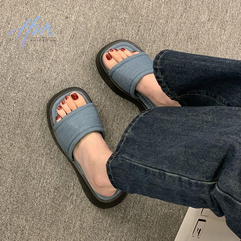 Sandal Đế Xuồng Dày Dặn Màu Bạc Phong Cách Hàn Quốc Thời Trang Mùa Hè 2023 Mới