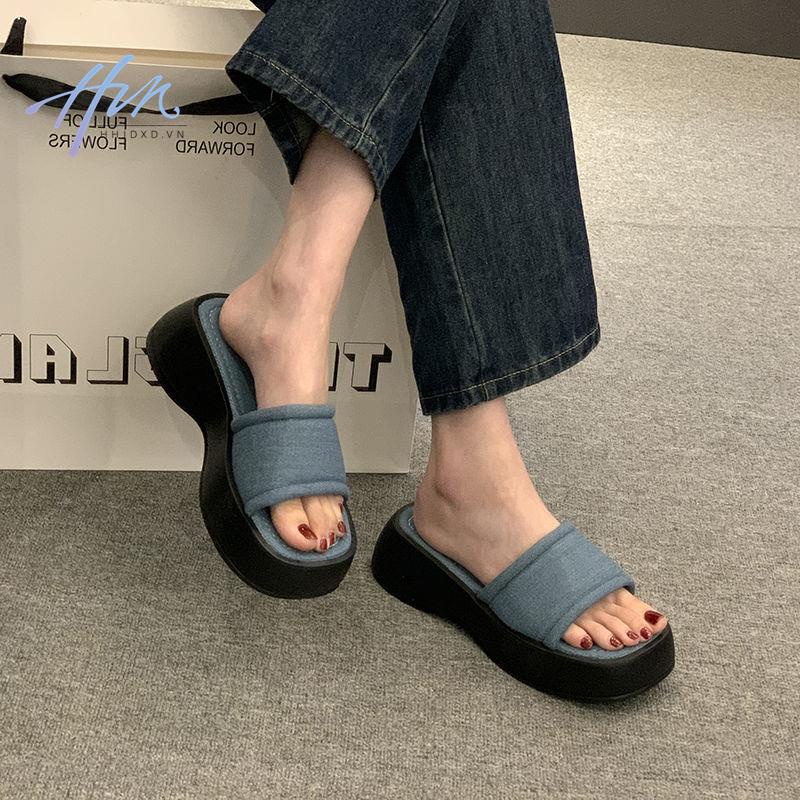 Sandal Đế Xuồng Dày Dặn Màu Bạc Phong Cách Hàn Quốc Thời Trang Mùa Hè 2023 Mới