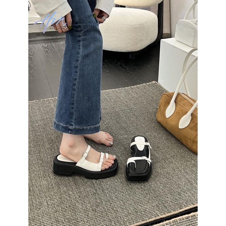 Giày Sandal Hở Ngón Đế Dày Mũi Vuông Phong Cách Hàn Quốc Thời Trang Xuân Hè Hàng Mới Dành Cho Bạn Nữ Mặc Ngoài Trời