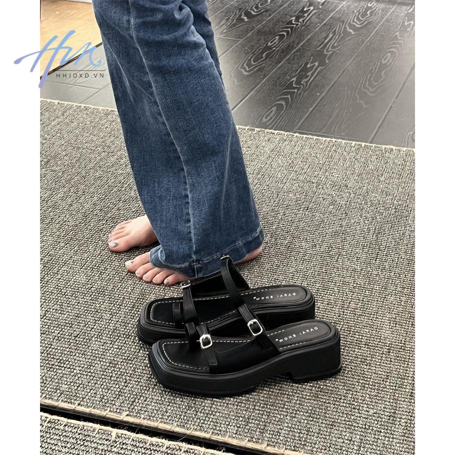Giày Sandal Hở Ngón Đế Dày Mũi Vuông Phong Cách Hàn Quốc Thời Trang Xuân Hè Hàng Mới Dành Cho Bạn Nữ Mặc Ngoài Trời