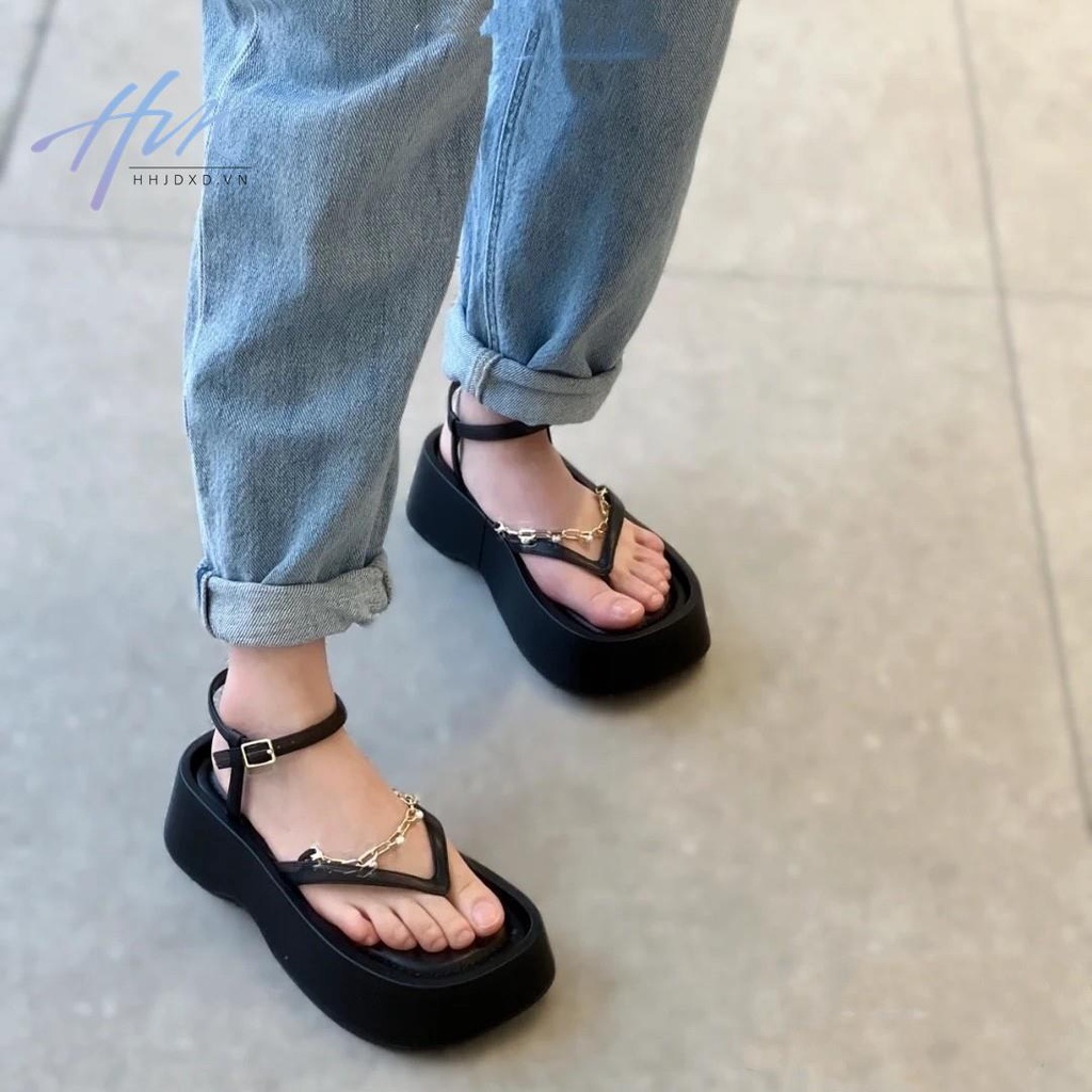 Giày Sandal Xỏ Ngón Đế Dày Quai Xỏ Hạt Phong Cách Hàn Quốc Thời Trang Mùa Hè Cho Nữ