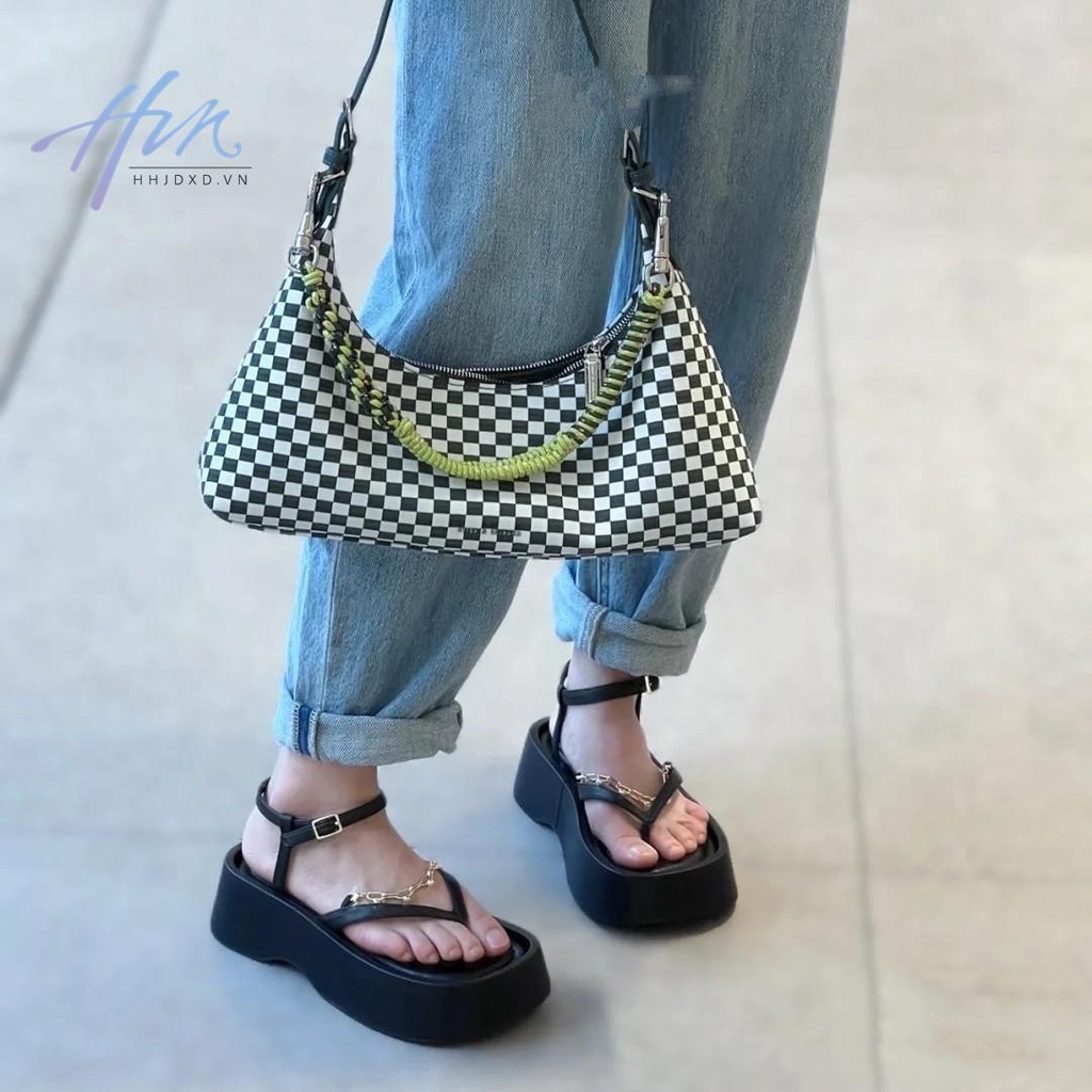 Giày Sandal Xỏ Ngón Đế Dày Quai Xỏ Hạt Phong Cách Hàn Quốc Thời Trang Mùa Hè Cho Nữ