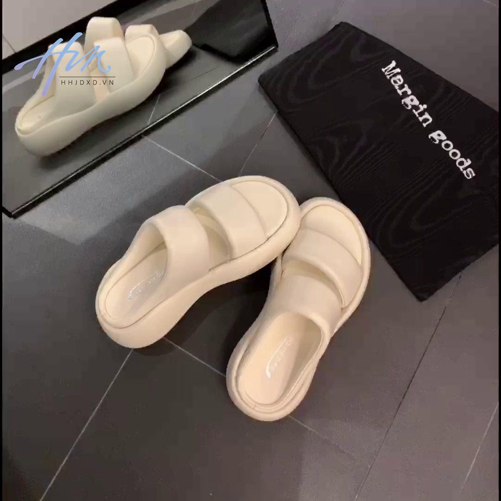 Dép Bánh Mì Đế Dày Tăng Chiều Cao Hai Dây Bằng Da Cừu Giản Dị Dành Cho Bạn Nữ
