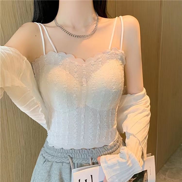 Thời Trang Mới Ren Treo Áo Gợi Cảm Đẹp Dây Đeo Miếng Lót Ngực Bọc Quần Lót Mặc Bên Trong Mặc Bên Ngoài Mỏng Phù Hợp Với