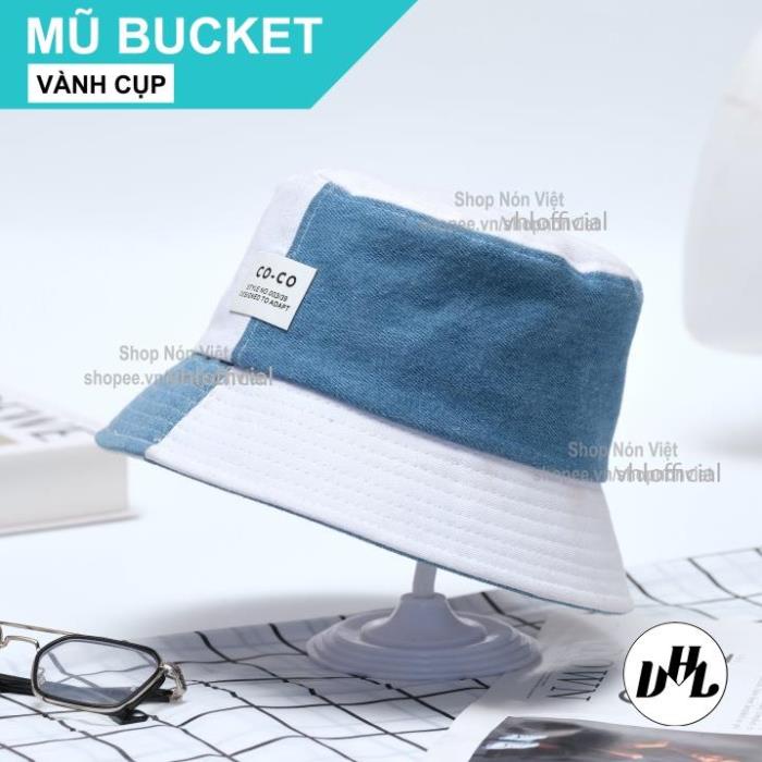 [B10] Mũ Bucket COCO Phối Màu Trắng Xanh Vải Kaki Cotton Vành Cụp Mềm Mại Phong Cách Hàn Quốc Thời Trang Nam Nữ / Nón Bu