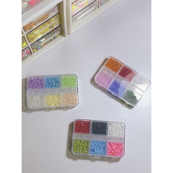 Hộp 6 ngăn hạt cườm 3mm làm vòng handmade