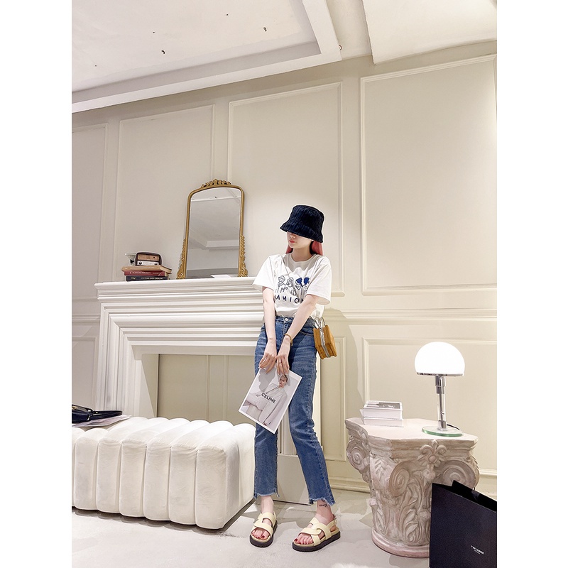 Dép nữ đế cao Dép Sandal Nữ Mũi Tròn Quai Chéo Đế Dày Phong Cách Harajuku