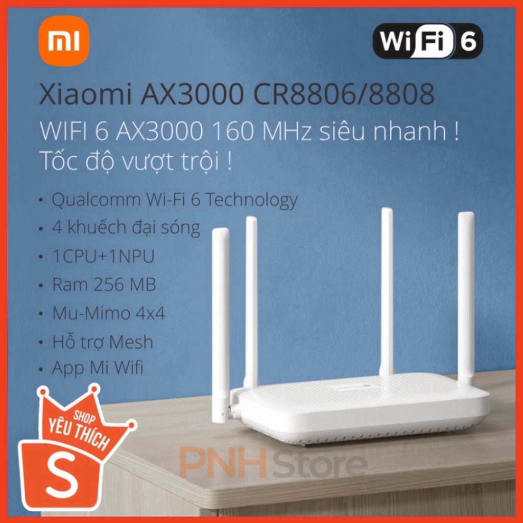 BH 12 Tháng-Router Wifi Xiaomi AX3000 CR8806/8808 (Mẫu 2022) Chuẩn WIFI 6 Hỗ trợ Mesh & AX1800 CR6608 (2021 cũ) - ngày h