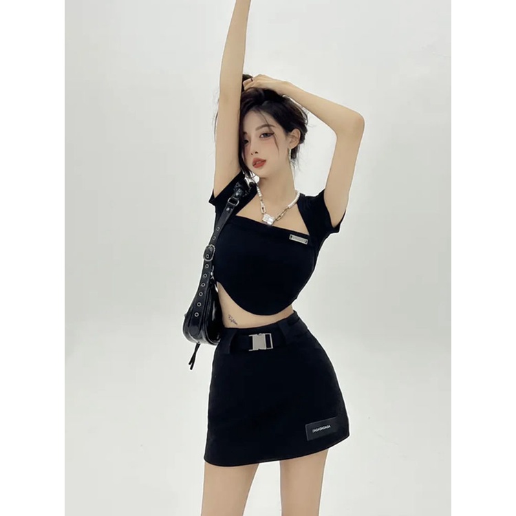 Áo Thun Ngắn Tay Cổ Vuông Ôm Dáng Thời Trang Dành Cho Nữ