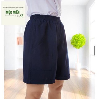 Quần đùi bé trai, short màu xanh học sinh đi học, quần tây học sinh đồng phục tiểu học lưng chun đồng phục cấp 1