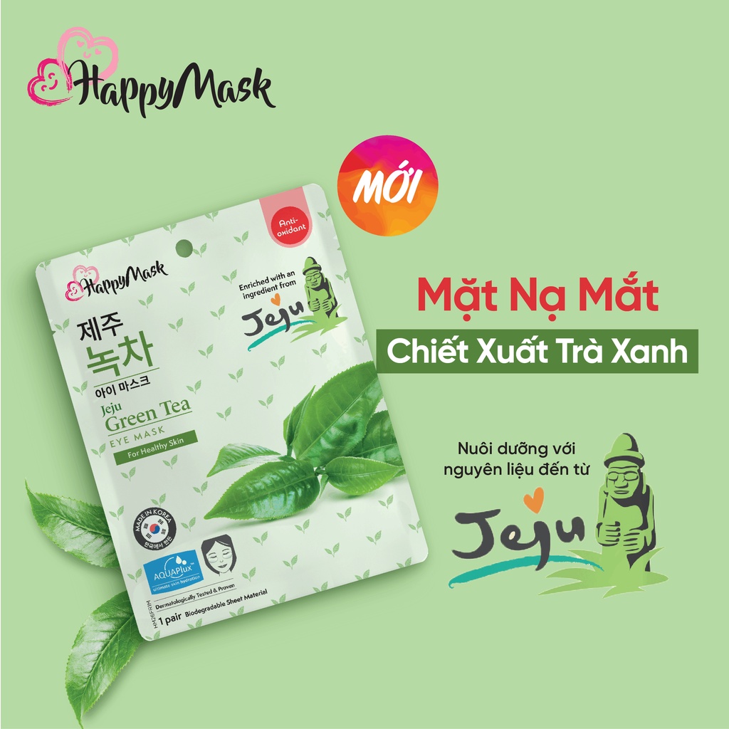 Mặt Nạ Mắt Hỗ Trợ Làm Chậm Quá Trình Oxy Hóa Happy Mask Jeju Green Tea Eye Mask For Healthy Skin Chiết Xuất Trà Xanh 8ml