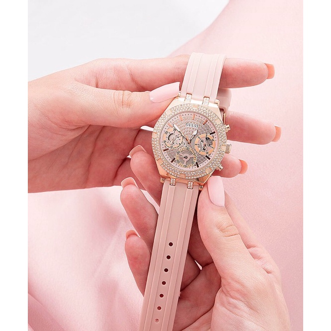 Đồng Hồ Nữ Guess GW0407L1 Đính Viền Pha Lê Dây Silicone 38mm