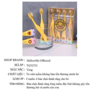 Set 4 bàn chải vịt vàng cho bé - bàn chải xuất nhật g.duck kid