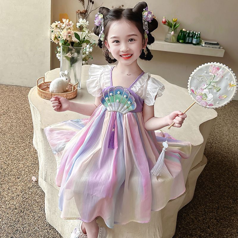 Đầm Hán Phục Dáng Suông Phong Cách Trung Hoa Thời Trang Xuân Hè Hàng Mới 2023 Dành Cho Bé Gái