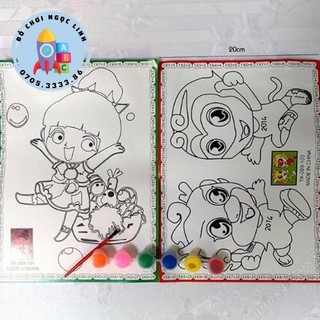 Tranh tô màu nước cho bé bộ 2 tranh