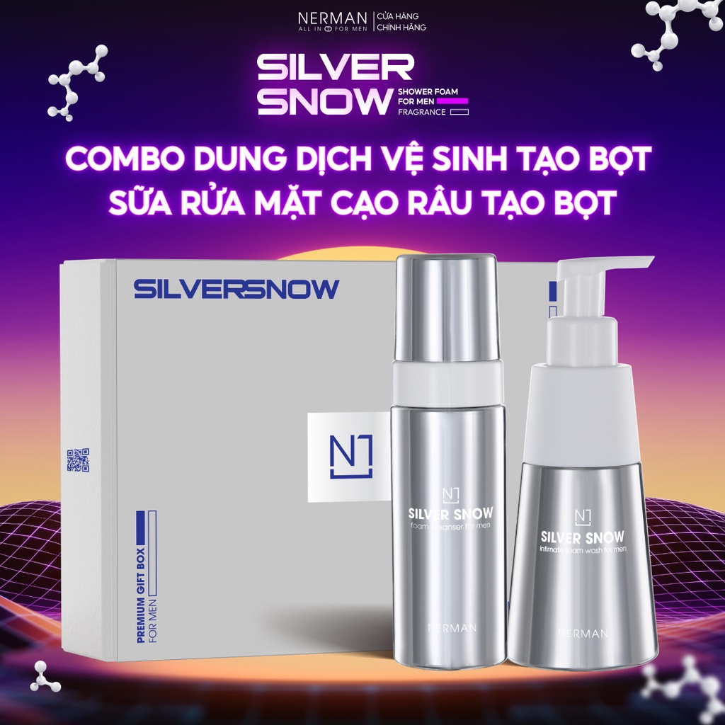 Combo Dung dịch vệ sinh tạo bọt 200g & Sữa rửa mặt và bọt cạo râu 2in1 150g Nerman hương nước hoa Pháp