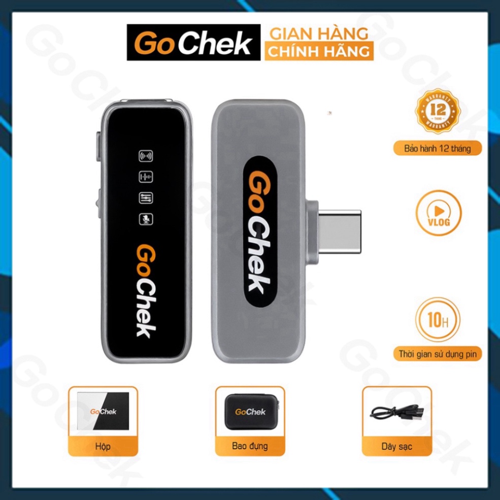 Micro thu âm không dây GoChek khử tiếng ồn khi live/quay video/ghi âm cho điện thoại/máy tính dòng cao cấp GC-A/B ULTRA
