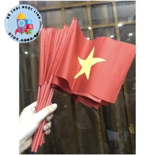 Cờ vẫy khai giảng cờ đỏ sao vàng cầm tay loại vải phi đẹp
