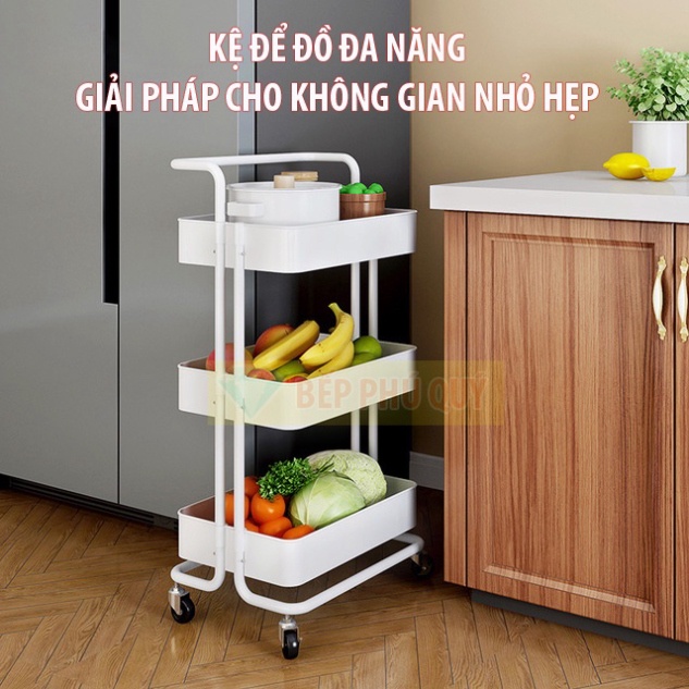 Kệ Bỉm Sữa, Xe Đẩy Spa, Kệ Nhựa 3 Tầng đa năng có bánh Nhựa ABS