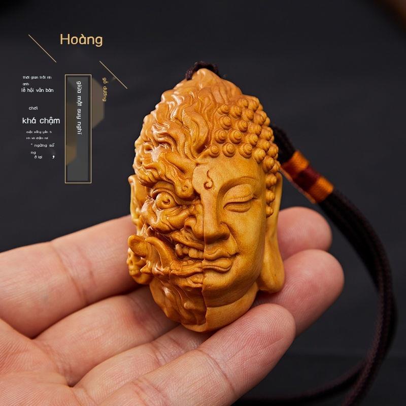 Gỗ hoàng dương khắc tay mảnh mặt dây chuyền xe mặt dây chuyền gỗ vách đá bách chạm khắc thủ công mỹ nghệ chơ