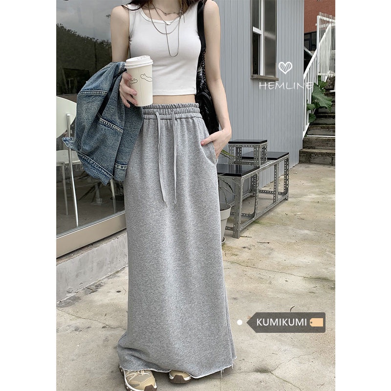 Hộp Phấn Nhuộm Tóc Tốc Độ Cao #Chân Váy Dài Lưng Thun Rút Dây Dáng Ôm Màu Xám Thời Trang Xuân Hè Hàng Mới Dành Cho Bạn Nữ