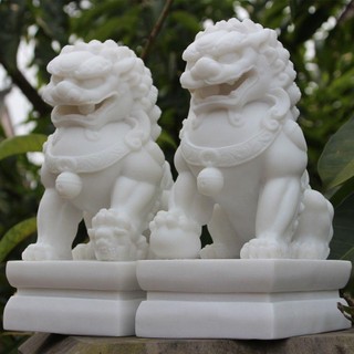 Sư tử đá sư tử đá cặp sư tử hộ mệnh trấn trạch nhà trấn trừ tà Hán bạch ngọc điêu khắc đá phong thủy tiểu cản
