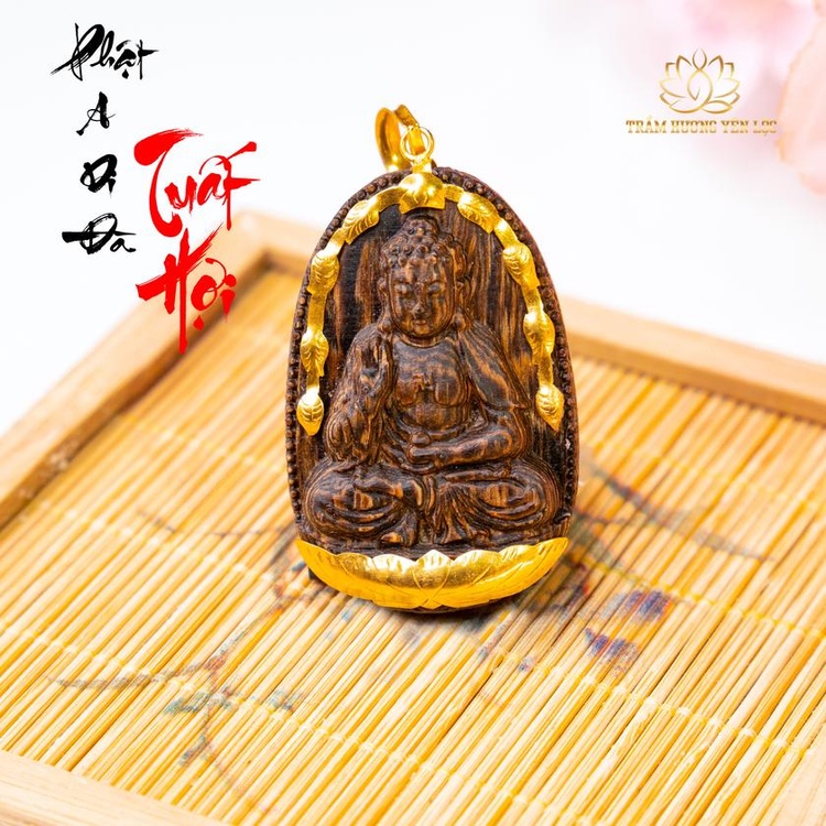 Mặt Dây Chuyền Trầm Hương Bản Mệnh bọc 10K- Trầm Hương Yên Lộc