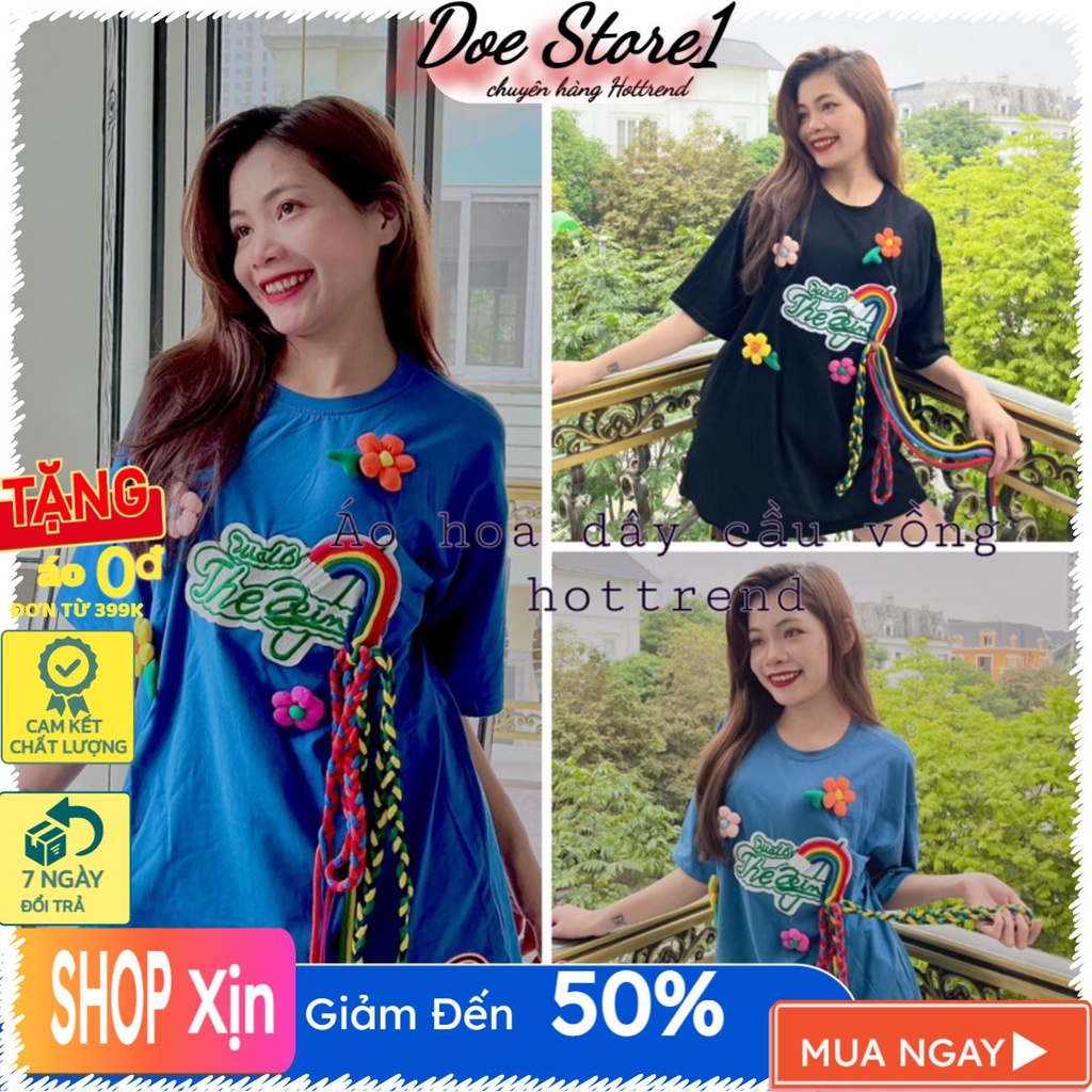 Áo Phông quảng châu hoa cầu vồng Hot nhất 2023 hàng xịn loại 1 gắn hoa dây thật