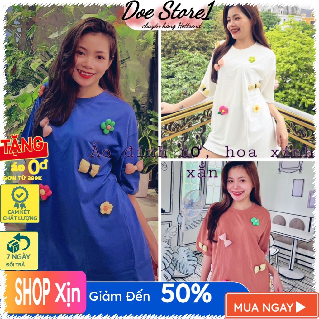 Áo phông gắn hoa nơ nổi siêu hot hàng Quảng Châu Loại 1