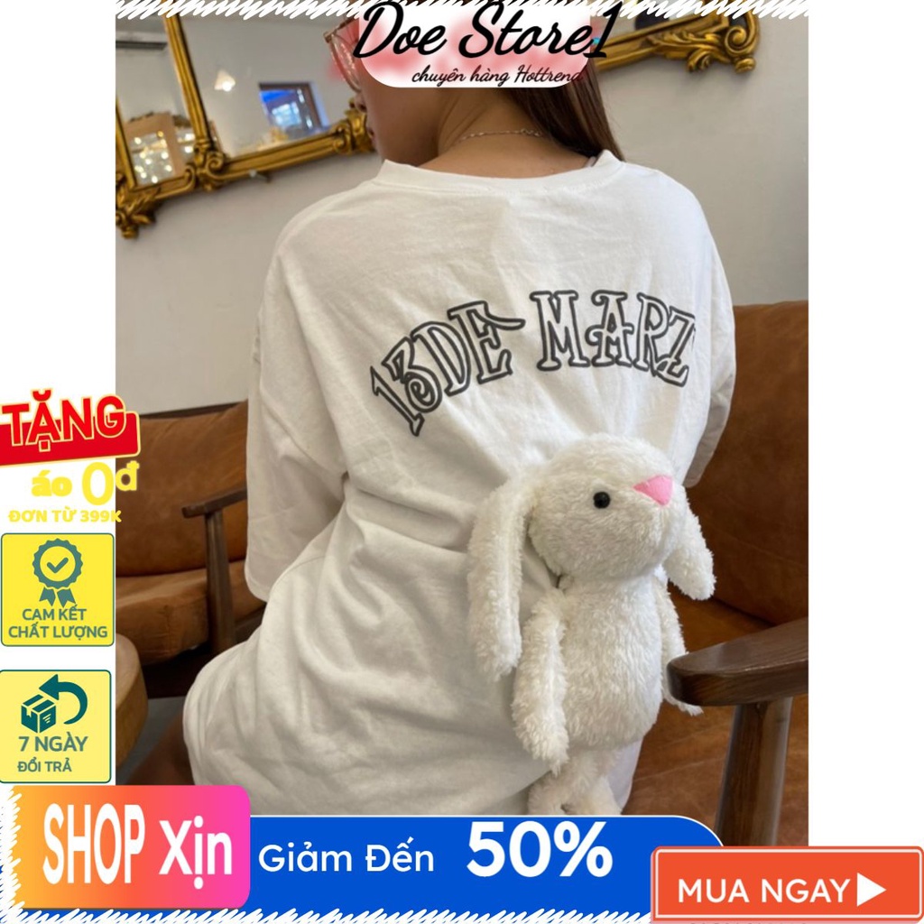 Áo phông nam nữ QC đính gấu bông thỏ siêu to hàng loại 1 thỏ to khủng lồ 😂