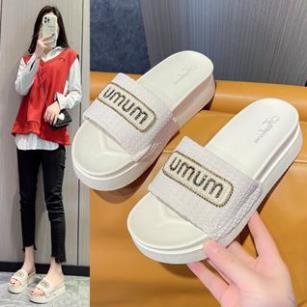 Dép nữ dép quai ngang mun mun độn đế 5cm