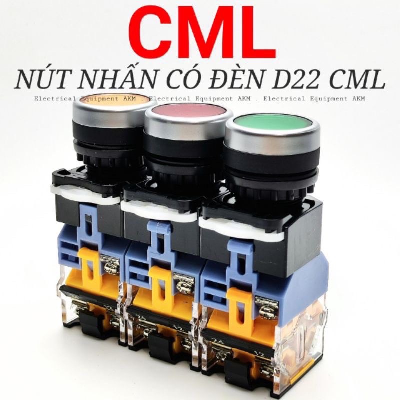 Nút nhấn nhả có đèn CML D22 nút nhấn nhả, nút nhấn tự giữ LA-39 11D