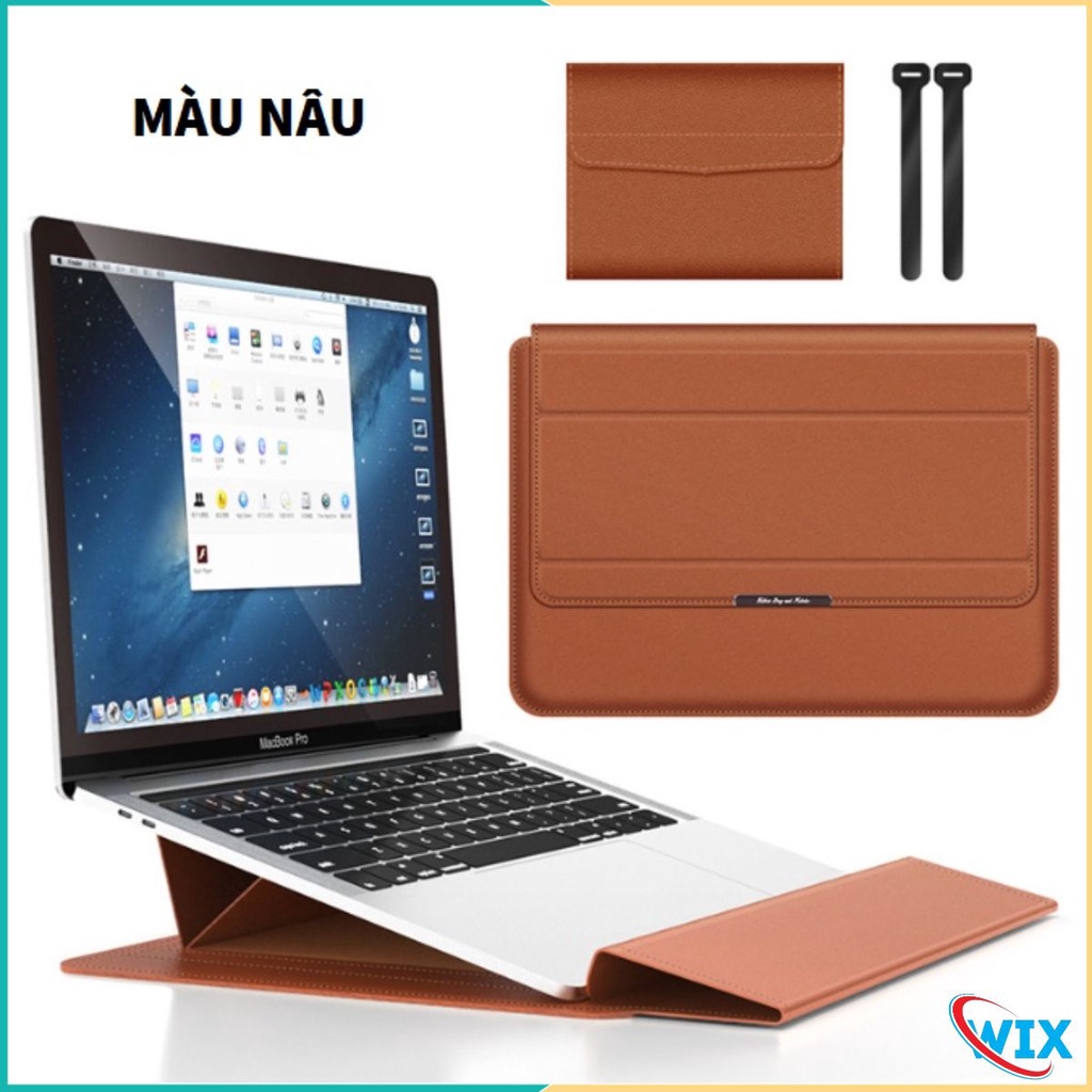 Bao da PU đựng macbook, laptop cao cấp, kiêm kê tản nhiệt, tặng kèm túi phụ kiện xinh xắn.