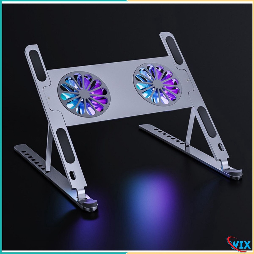 Giá Đỡ Laptop, Máy Tính Xách Tay Kê Đế Tản Nhiệt Kê Laptop Quạt Led RGB 8 Mức Chỉnh Độ Cao, Đế Kê Laptop Nhôm P11F