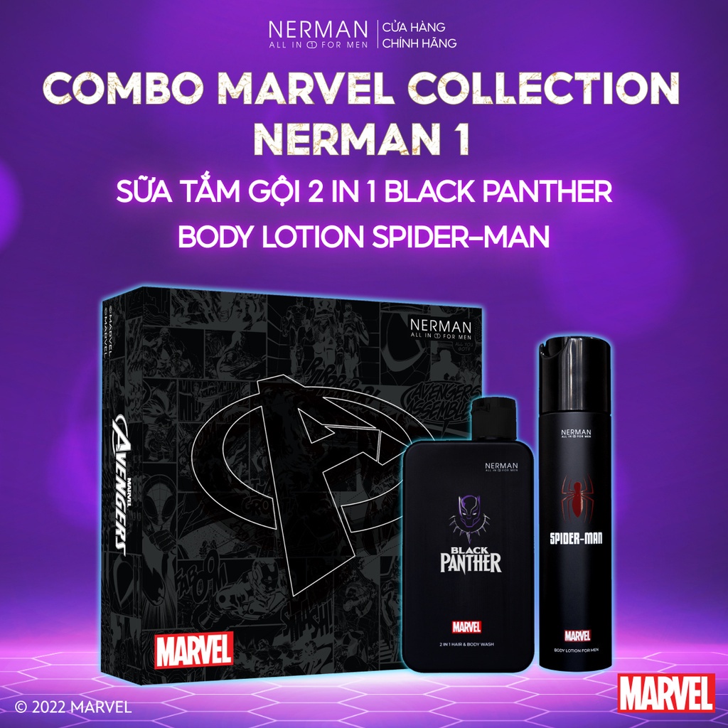 Combo Marvel Collection Nerman 1- Sữa tắm gội 2 in 1 350g & Body lotion 180g