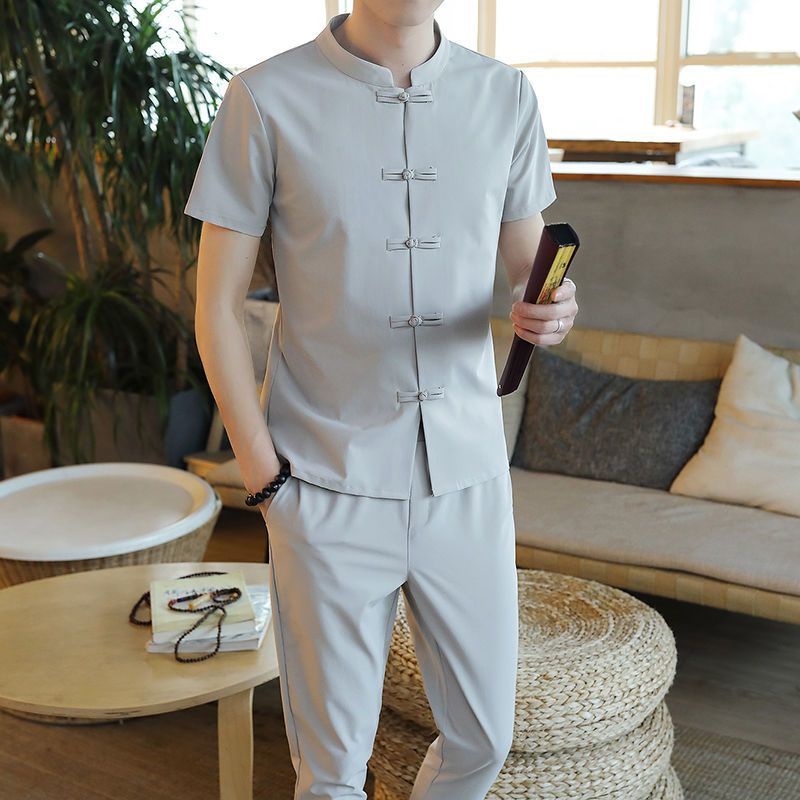 Bộ Quần Áo Thể Thao Ngắn Tay Phong Cách Trung Hoa Thời Trang Mùa Hè Cho Nam
