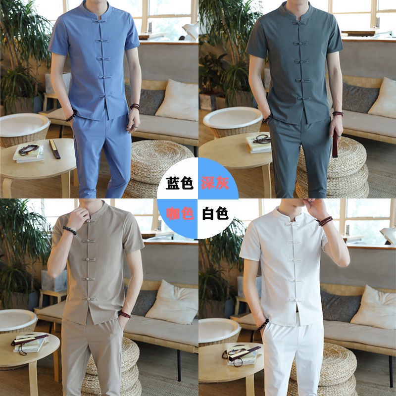 Bộ Quần Áo Thể Thao Ngắn Tay Phong Cách Trung Hoa Thời Trang Mùa Hè Cho Nam