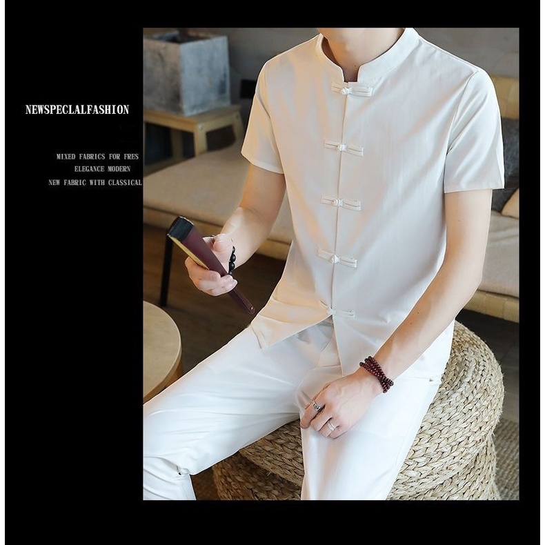 Bộ Quần Áo Thể Thao Ngắn Tay Phong Cách Trung Hoa Thời Trang Mùa Hè Cho Nam