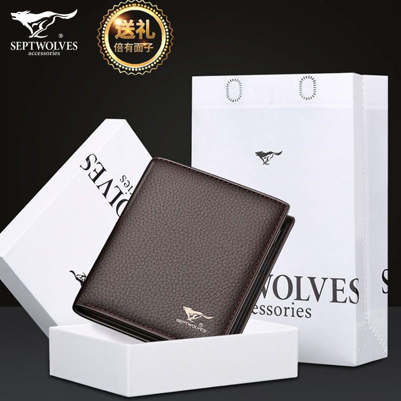 Ví Da Septwolves Dạng Ngắn Thời Trang 2021 Cho Nam
