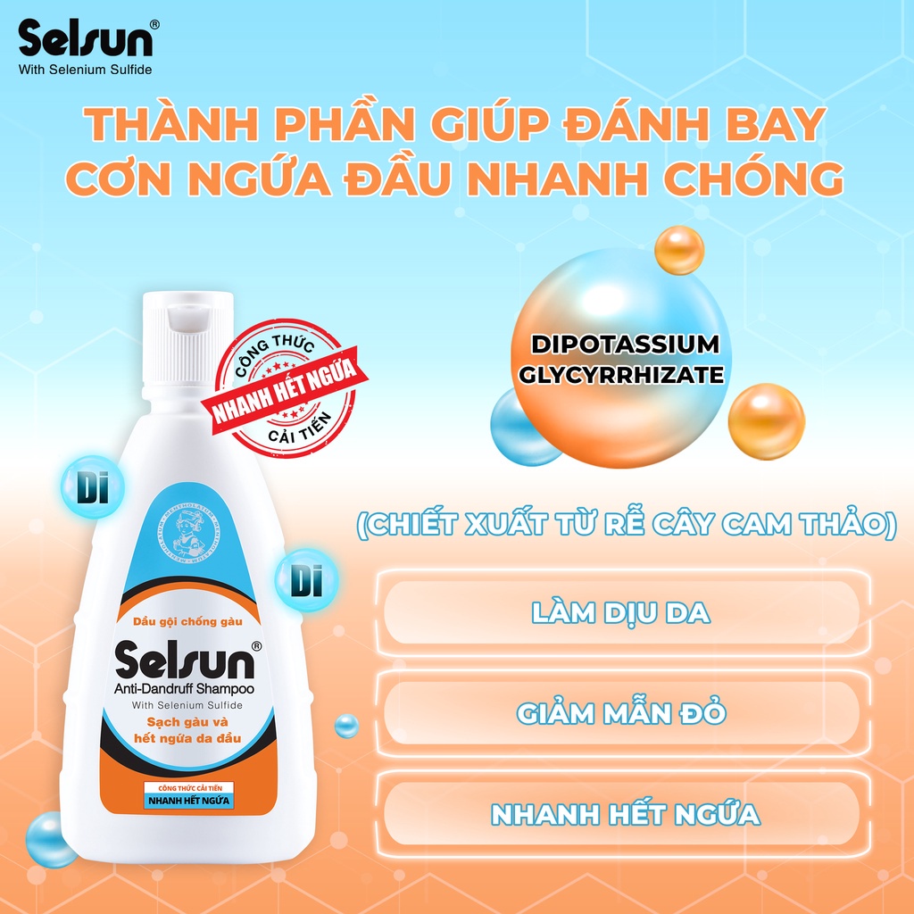 Dầu Gội Giảm Gàu, Làm Sạch Gàu Anti-Dandruff Shampoo Selsun 100ml