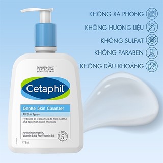 Sữa rửa mặt cetaphil gentle skin cleanser 473ml tẩy sạch chất nhờn và bụi bẩn giúp mềm mại da