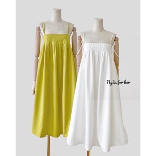 Đầm hai dây maxi xếp ly- Đầm maxi thiết kế shop chụp cận chất