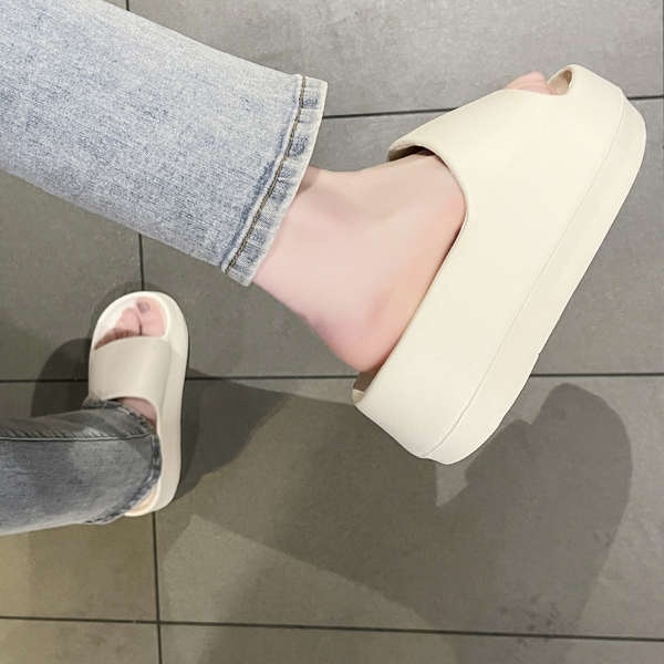 Dép lê đế dày giày tăng chiều cao mùa hè đi bên ngoài nữ giày đi biển